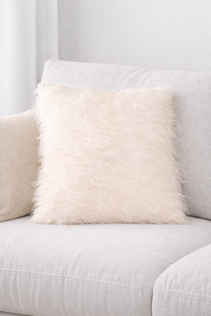 Loðpúði - Hvítt púðaver